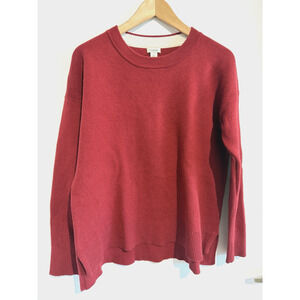 L.L.Bean Cotton Cashmere Crew Neck Burgundy red Sweater Preppy Minimalist Sz-L